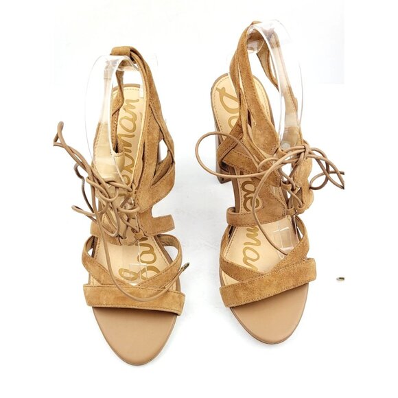 SAM EDELMAN Yardley Lace-Up Suede Block Heel Sandals‎ - Size 10 - Picture 3 of 9